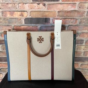 Tory Burch Blake Tote. Brand new with tags. Canvas with leather trim.